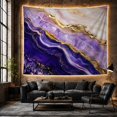 thumbnail image 6 of Indigo Agate Bands Into Cream and Gold Clouds, Serene Abstract for Decor Enthusiasts, Mineral Art, Housewarming Gift, Tapestry Wall Hanging for Bedroom and Living Room, 6 of 7