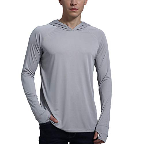 UV/Sun Protection Hoodie T-Shirt Long Sleeve with Pockets SPF Shirt Runing Hiking Shirt Mens Performance UPF 50