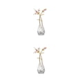 thumbnail image 4 of Matsuzay Figurilla de flor de cristal con adorno de tallo de plata/metal, jarrón de cristal, ramos de escritorio para el hogar, día de la Vistoso 2Conjunto, 4 of 6