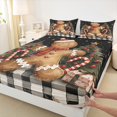 thumbnail image 3 of Manfei Brown Gingerbread Man Bed Sheets,Merry Christmas King Sheets,Xmas Gifts Candy Cane Sheet Set For Girls Boys,Luxury Bedroom Decor,4 Pieces, 3 of 7