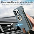 thumbnail image 6 of SaniMore for iPhone 14 Pro Case, PU Leather Zipper Purse RFID Blocking Card Slots Flip Kickstand Metal Finger Ring Magnetic Car Mount Shockproof Anti-fall Rugged Wallet Shell for Ladies Men, Blue, 6 of 10