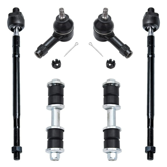 Detroit Axle - FWD Front Tie Rods Sway Bars for 2002-2007 Mitsubishi Lancer 4 Inner & Outer Tie Rod End Links 2 Stabilizer Sway Bar End Links 2003 2004 2005 2006 Replacement