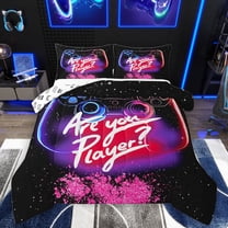 Homewish Teens Colorful Gamepad Bedding Comforter Set,Modern Gamer Twin Comforter Sets,Pink Glitter Print Bedding Set For Boys Kids,Ultra Soft Home Decor Reversible,2pcs