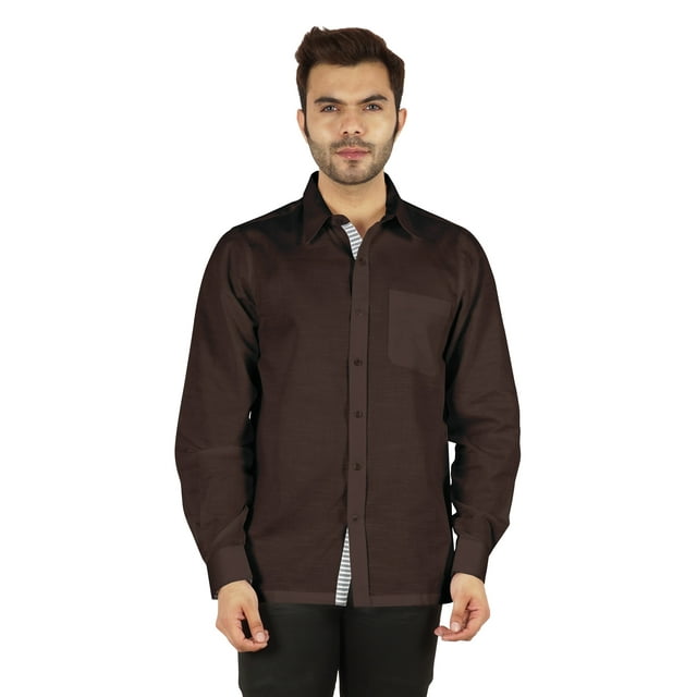 Bestman Formal Classic Button Down Cotton Shirts Inner Contrast Regular Fit Office Shirt For Mens