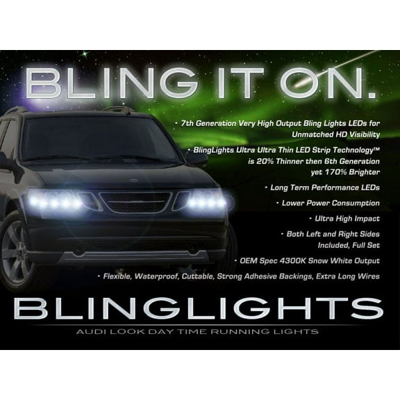 For Saab 9-7X LED Strips DRLs Headlamps Headlights Head Lamps Day Time Running Lights LEDs DRL