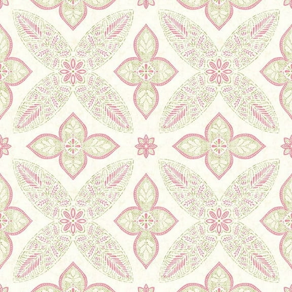 A-Street Prints Off Beat Ethnic Pink Geometric Floral Wallpaper
