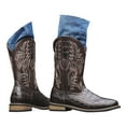 thumbnail image 3 of YLYL Mens Leather Square Toe Cowboy Boot Embroidered Embossed Crocodile Western Boot, 3 of 9