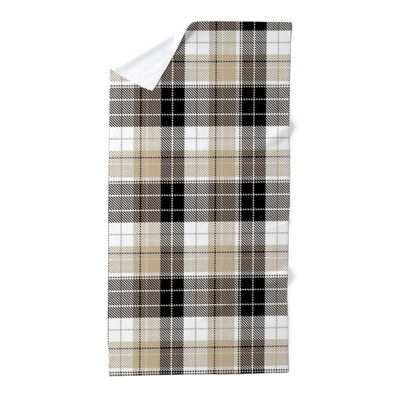 CafePress - Tan And Black Plaid - Large Beach Towel, Soft 30"x60" Towel with Unique Design