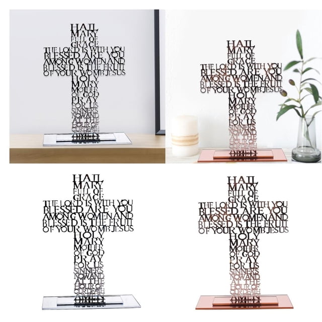 Crucifijo de pie de acrílico de 2 x 8 "Cruz de las Escrituras para la decoración de la oficina de del hogar Macarena Crucifijo de pie