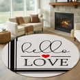 thumbnail image 2 of Valentine's Day Washable Round Area Rug 7 ft, Hello Love, Soft Non Slip Rugs Stain Repellent Indoor Felt Carpet for Living Dining Room Bedroom Home Office, 2 of 9