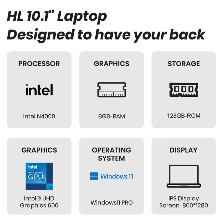 T&C 10 Inch Small Notebook, Windows 10, Intel Z-8350, 6GB RAM