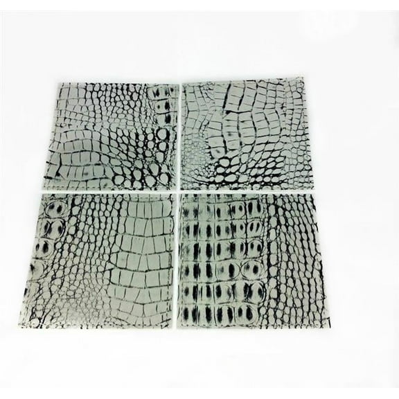 Red Pomegranate 115-2 Crock 4 x 4 in. Nile Grey Coaster - Set of 4