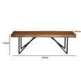 thumbnail image 5 of Rectangular Wooden Bench With Metal Angular Legs and Live Edge Look, Brown and Black- Saltoro Sherpi, 5 of 5