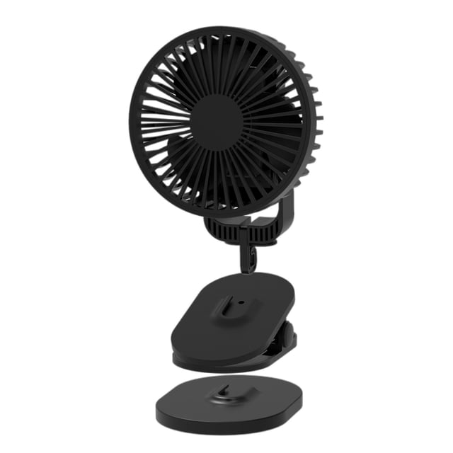 Ventilador de escritorio pequeño Clip en Ventilador de refrigeración Carga USB 3 velocidades 3 Silencioso para negro 4000mah Zulema Mini ventilador portátil