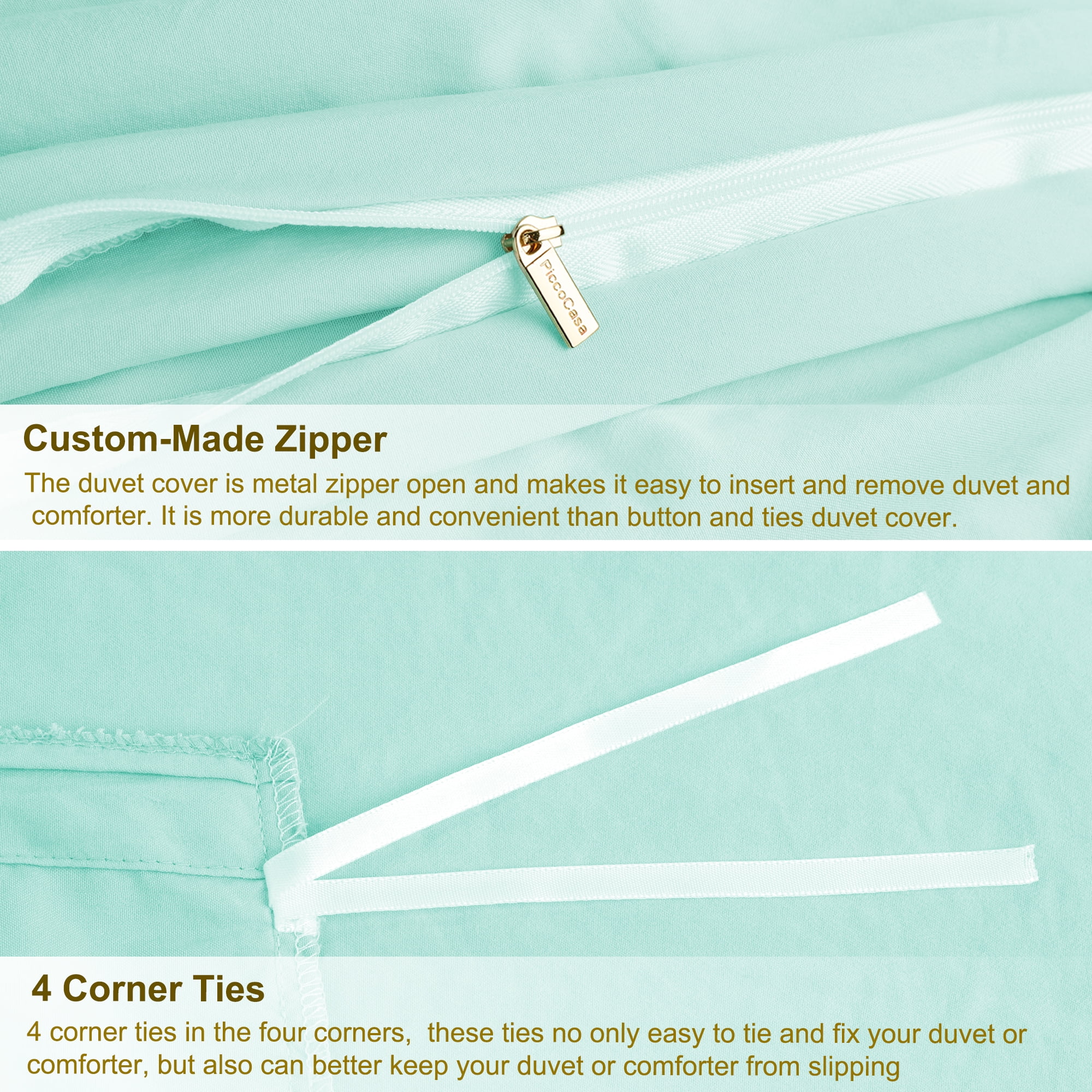 Unique Bargains 100% Microfiber Soft 3 Pieces Duvet Cover Set Twin Aqua Blue