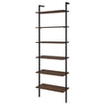 thumbnail image 3 of Wens Wall Mounted Bookcase Unit-6 Open Shelves-Black Metal-Brown, 3 of 5