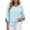 Light Blue(Womens Tops), variant on Women's 3/4 Sleeve Button Cuff Tops Casual Round Neck Solid Color Cotton Linen Blouses