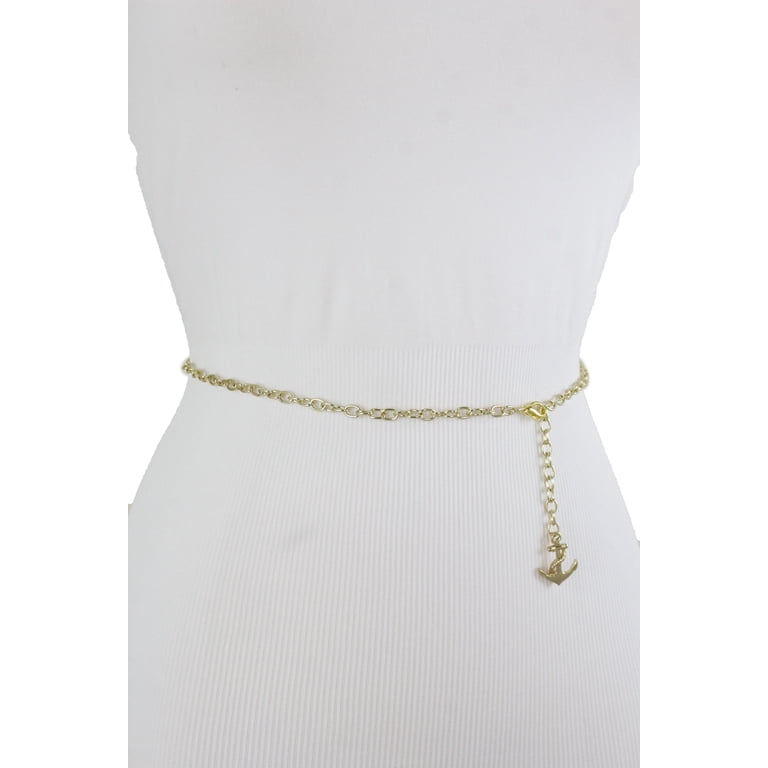 Nautical Gold Belt Women Gold Metal Chain Nautical Fashion Belt Anchor XL XXL  main image 2