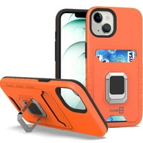 CoverON For Apple iPhone 13 Phone Case, KickStand Ring Credit Card slot Rugged Cover Magnetic holder, Orange