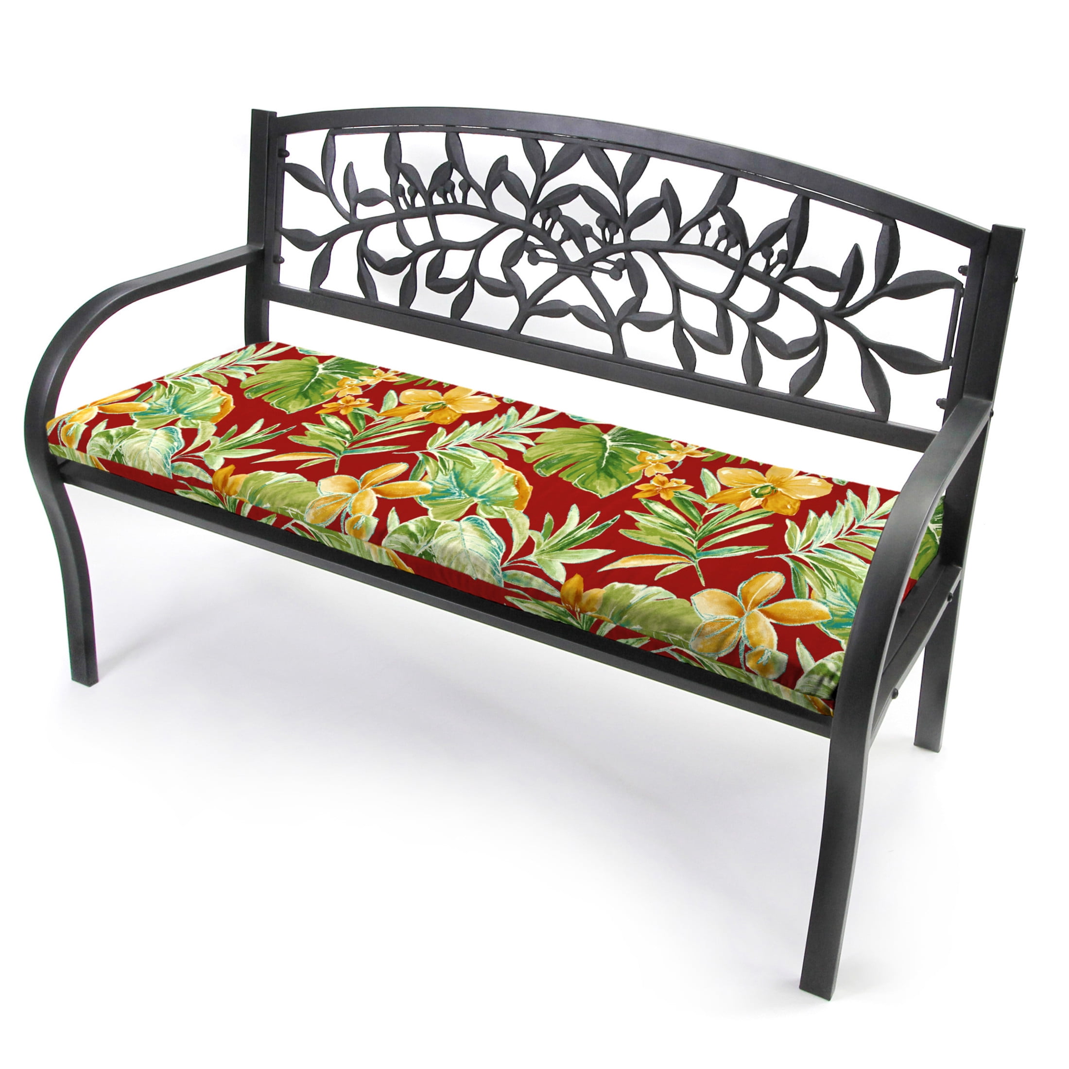 Jordan Manufacturing Sunbrella 48" x 18" Canvas Flax Beige Solid Rectangular Outdoor Settee Swing Bench Cushion with Ties