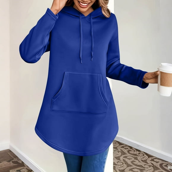ZMFXJPE Hoodies Women Womens Workout Sweatshirt Fleece Sweater Sweat Shirts for Women Trendy(Blue,L)
