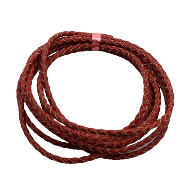 EeaseCA 3MM Bracelet Making Cord Round Genuine Braided Leather Rope for Bracelets Jewelry Making DIY Handicrafts 2 Meters (Red)