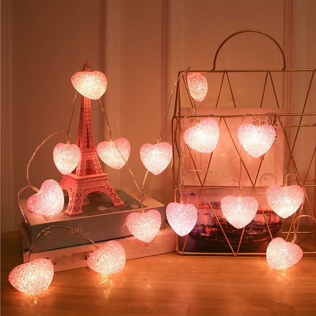 Guirnalda de Luces Led a Pilas para San Valentín, 300 Cm, Impermeable, Color Rosa y Rojo, Ideal para Bodas, Fiestas y Decoración Del Hogar | Iluminación Romántica Portátil a Pilas para Uso En Interio