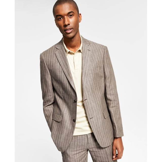 Alfani Men’s Slim-Fit Stripe Linen Suit Jacket, Light Brown, 38R