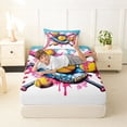 thumbnail image 4 of Erosebridal Kids Baseball Sport Twin Sheet Sets, Colorful Ice Cream Drip Bedding, 1 Flat Sheet, 1 Fitted Sheet and 1 Pillowcase, 4 of 5