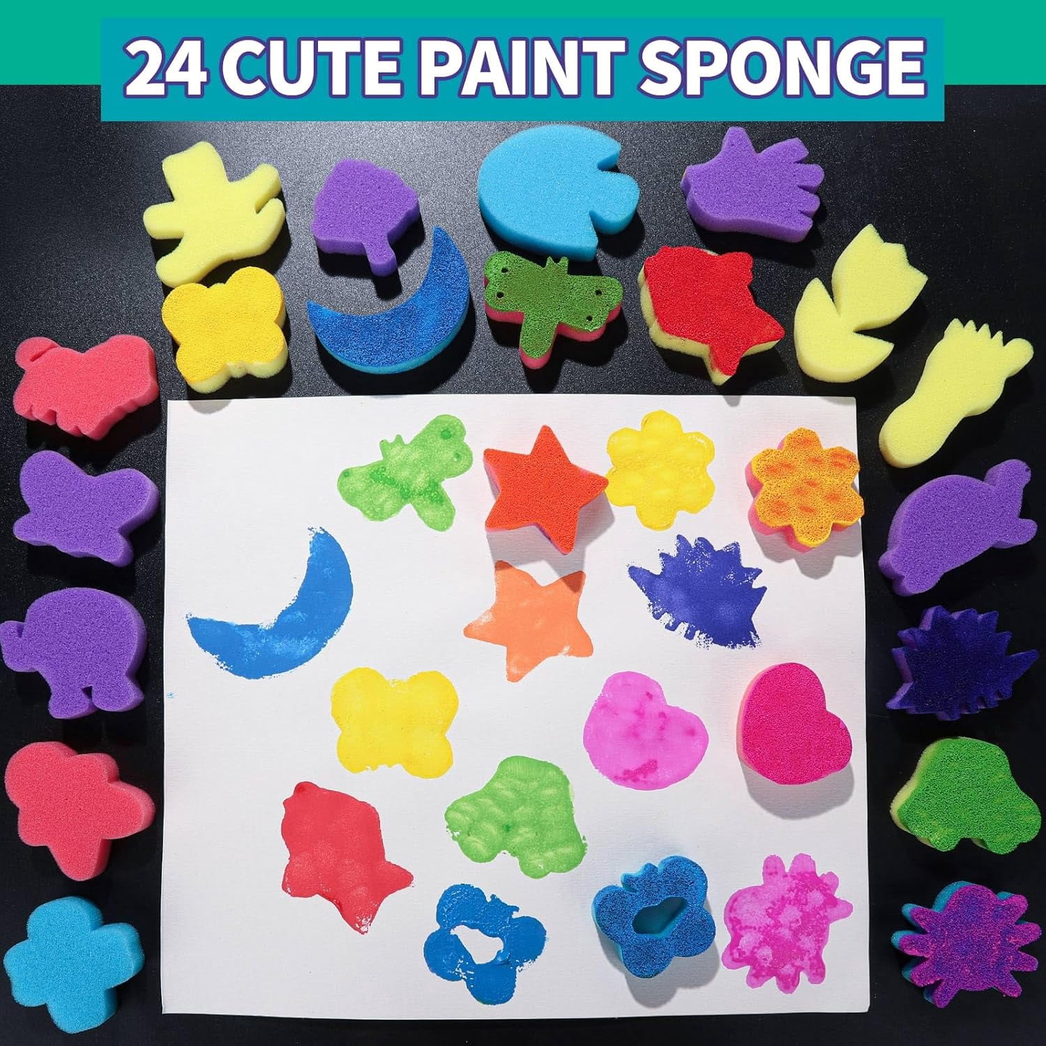 Paint Sponges for Kids, 39pcs Early Learning Toddlers Sponge Paint Brushes Stamps Foam Art Craft Drawing Tools