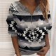 thumbnail image 2 of Sudadera para mujer Otoño Sudaderas Moda Impreso Camiseta suelta Blusa de manga larga Cuello en V Tops casuales Cremallera Odeerbi ODB-5, 2 of 5