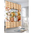 thumbnail image 3 of Fsddascl Pumpkins Thanksgiving Shower Curtain Set - 48" x 72" Washable Bathtub Curtain with 12 Hooks, Fall Orange Plaid Farmhouse Leaves Waterproof Fabric Stall Shower Curtains for Bathroom/Bathtub, 3 of 6