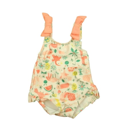 

Pre-owned Gymboree Girls White | Pink Birds 1-piece Swimsuit size: 3-6 Months