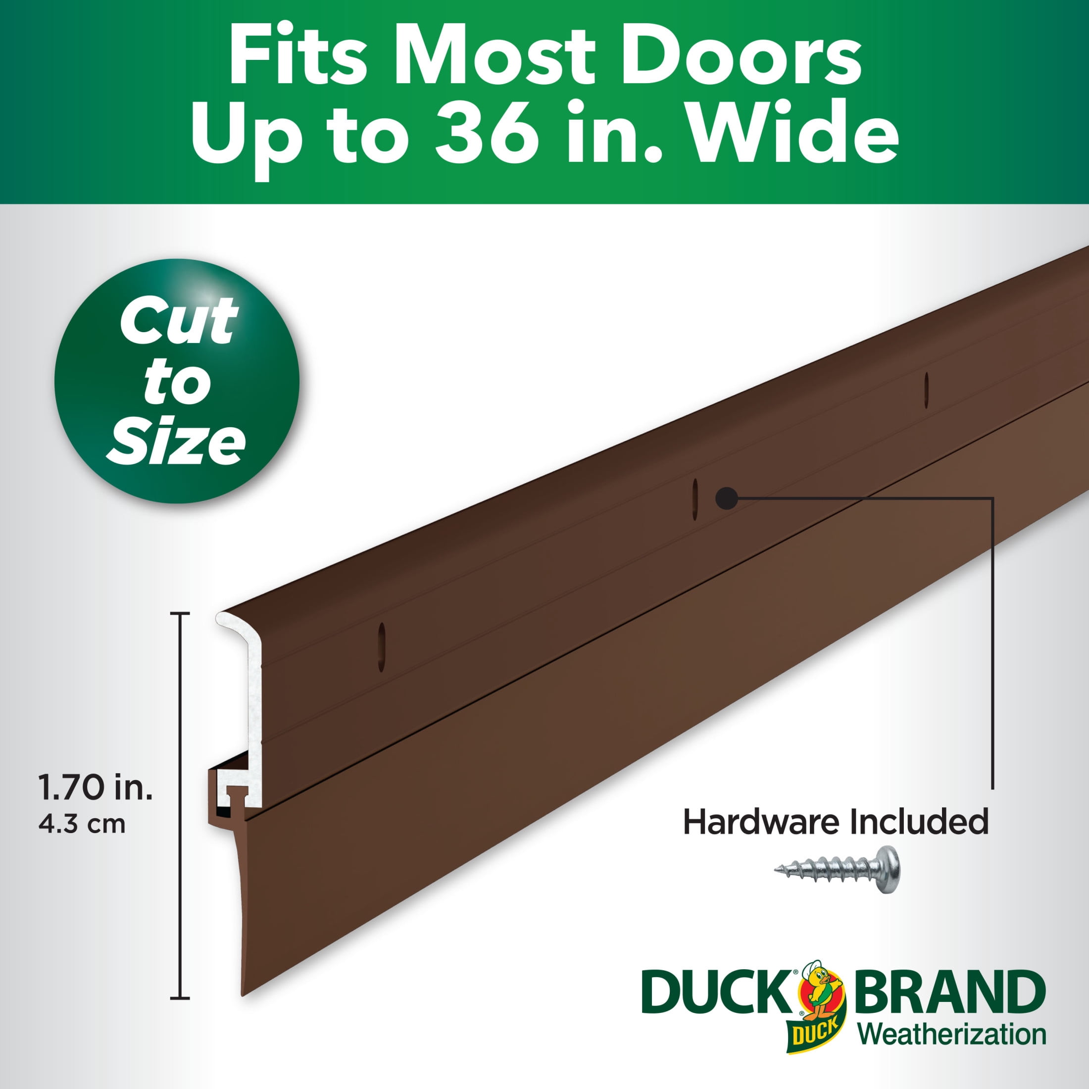 Duckbrand, 1.625 Inches X 36 Inches Brown Aluminum Door Bottom, Attaches Securly, Blocks Drafts