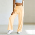 thumbnail image 4 of LNWUY Womens Gingham Palazzo Pants Wide Leg High Waisted Lounge Pajama Pants Comfy Bottoms Cute Casual Trousers with Pockets Orange L, 4 of 6