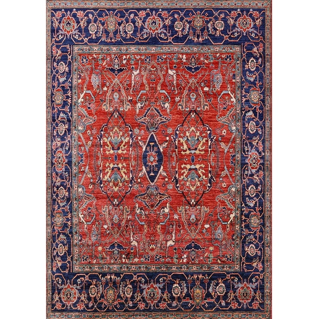 Ahgly Company Tapis d'Intérieur Rectangle Mid-Century Moderne Rose Rose Zone Orientale, 3' x 5'