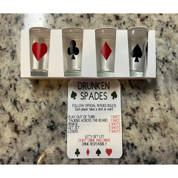 Adult Shot Glass Drunken Spades Drinking Game Set