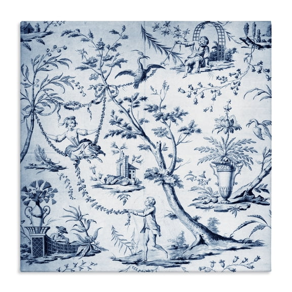Vintage Toile Scene Canvas Wall Art, design by Vintage Hustle