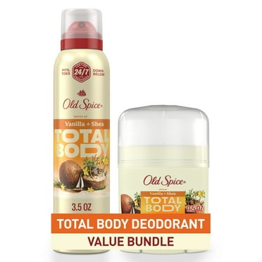 Old Spice Whole Body Deodorant for Men, Total Body Deodorant Value Bundle, Vanilla   Shea, Aluminum Free 24/7 Freshness 4.0oz