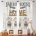 thumbnail image 5 of Farmhouse Kitchen Curtains,Rustic Sweet Love Home Vintage Country Retro Wood Plank Cotton Floral Small Short Window Treatment Drape Tier 2 Panels,42X54 Inch, 5 of 5