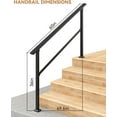 thumbnail image 2 of 2-Pack Adjustable Metal Hand Rails for Outdoor Steps 5-Step Stair Railing Kit Black Weatherproof and Comfortable Grip for Concrete and Wooden Steps, 2 of 7