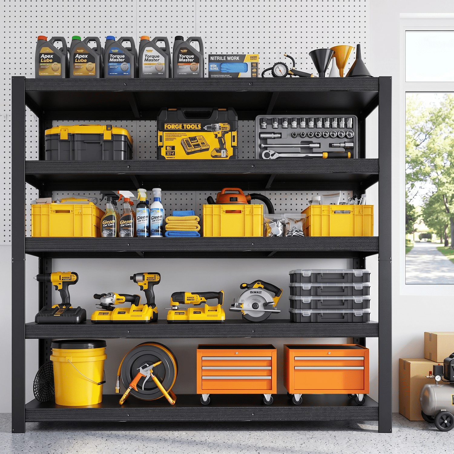 Xiweot Heavy Duty Garage Storage Shelves 3050 lbs, 5-Tier Adjustable Metal Storage Shelving Unit, 24”D x 55”W x 84”H Large Shelving Rack, Industrial Garage Storage Rack for Basement Warehouse