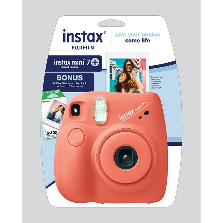 Fujifilm Instax Mini 7+ Instant Camera with Film - Coral - Walmart.com