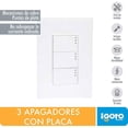 thumbnail image 3 of Placa de 3 Módulos con 3 Apagadores Blanco Igoto PLACA ARMADA, 3 of 3