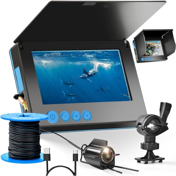 5″ Portable Underwater Fishing Camera – 220° Wide-Angle IR Night Vision,8000mAh Battery,IP65 Waterproof,100ft Cable