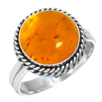 925 Silver Ring For Women - Teens Orange Amber Stone Silver Ring Size 5.5 November Birthstone Costume Silver Ring Size 5.5 Gift For Wife On New Year 925 Silver Jewelry With Gemstone