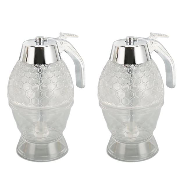 Honey Dispenser, Hourglass Syrup Dispenser 2 Set Leakproof Transparent Double Compartment for Kitchen
