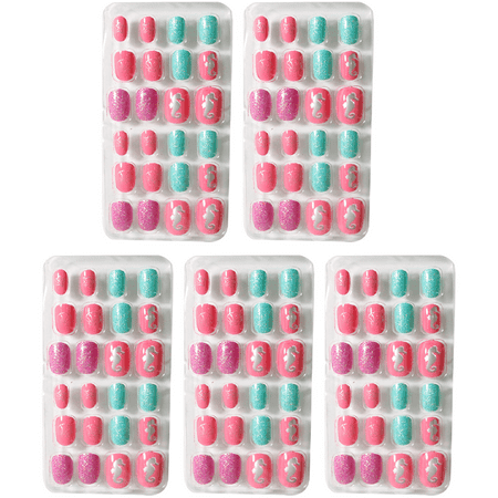 Fake Press on Nails for Kids, Kids False Nails Children Artificial Fake Nail Tips Pre Glue Full