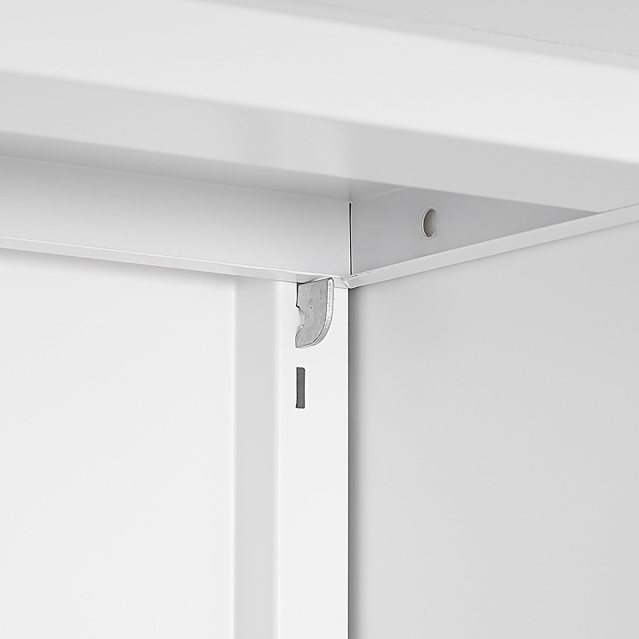 Noble House 23.6"H Metal Printer Stand Cabinet with 360° Lockable Wheels & Adjustable Shelves, White