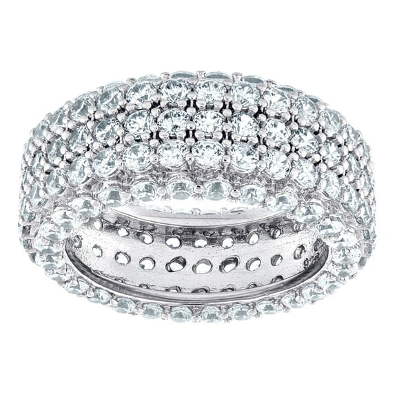 925 Sterling Silver Womens Cubic Zirconia Three Row Size 8 9mm Eternity Ring Band Eternity Ring for Women and Men